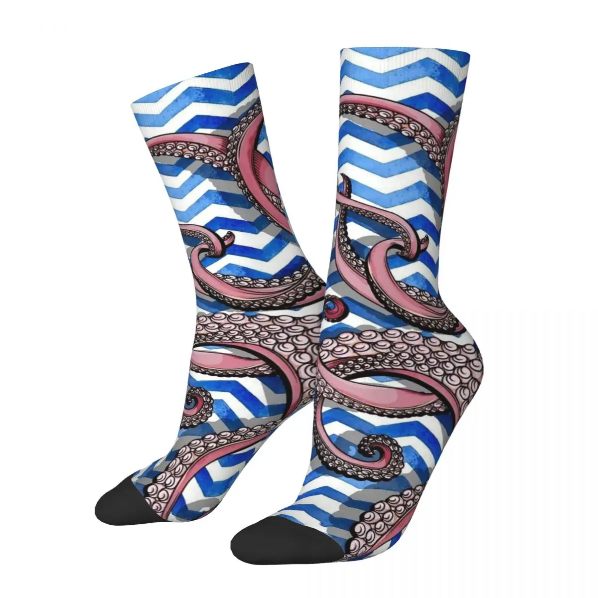 Funny Happy Men's Socks Cthulhu Blue Wave Vintage Harajuku Hip Hop Novelty Crew Crazy Sock Gift Pattern Printed