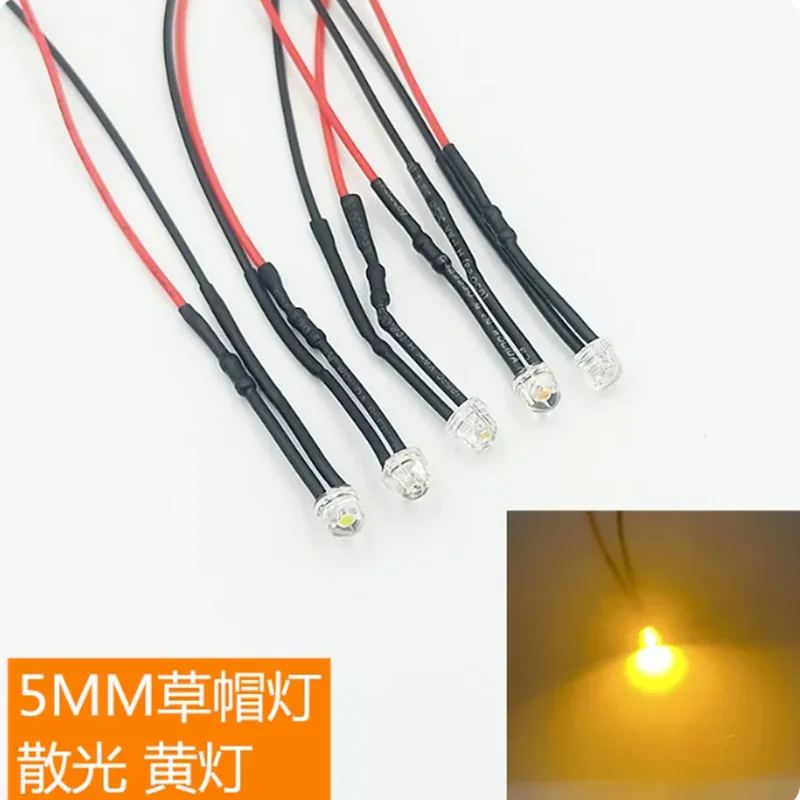 10PCS 3MM 5MM 10MM LED Light Emitting DiodeWHITE RED BLUE YELLOW GREEN 20CM WIRE 12V 24V 110V 220V Power Signal Indicator Light
