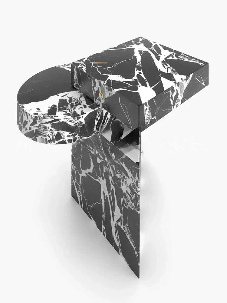 

NEW Black marble sofa side table, simple modern bedroom leisure table, ornaments, side table, custom