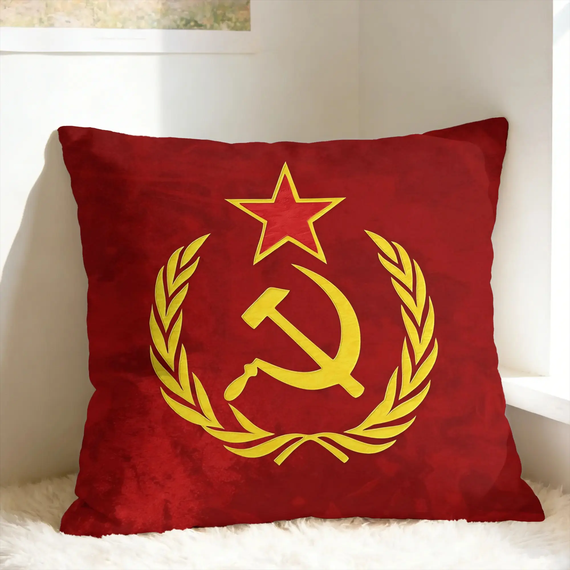 CCCP Soviet Hammer And Sickle Star Pillow Case  Graphic Pillow Cover Vintage Cushion Cover For Sofa Home Decor