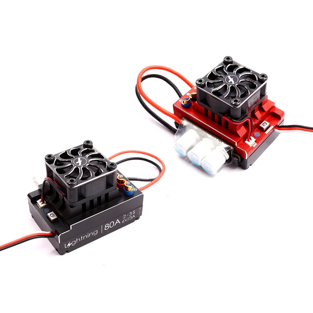 Flycolor 80A 120A 160A Brushless Electronic Speed Controller Lightning Car ESC for 1/6 1/8 1/10 RC Cars 2-3S 6V 3A