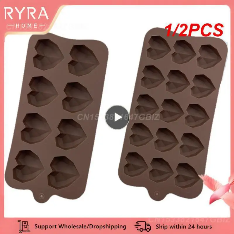 1/2PCS New Heart Chocolate Moulds 15/8 Cavity Love Shape Silicone Wedding Candy Baking Molds Cupcake Decorations Cake Mold 3D