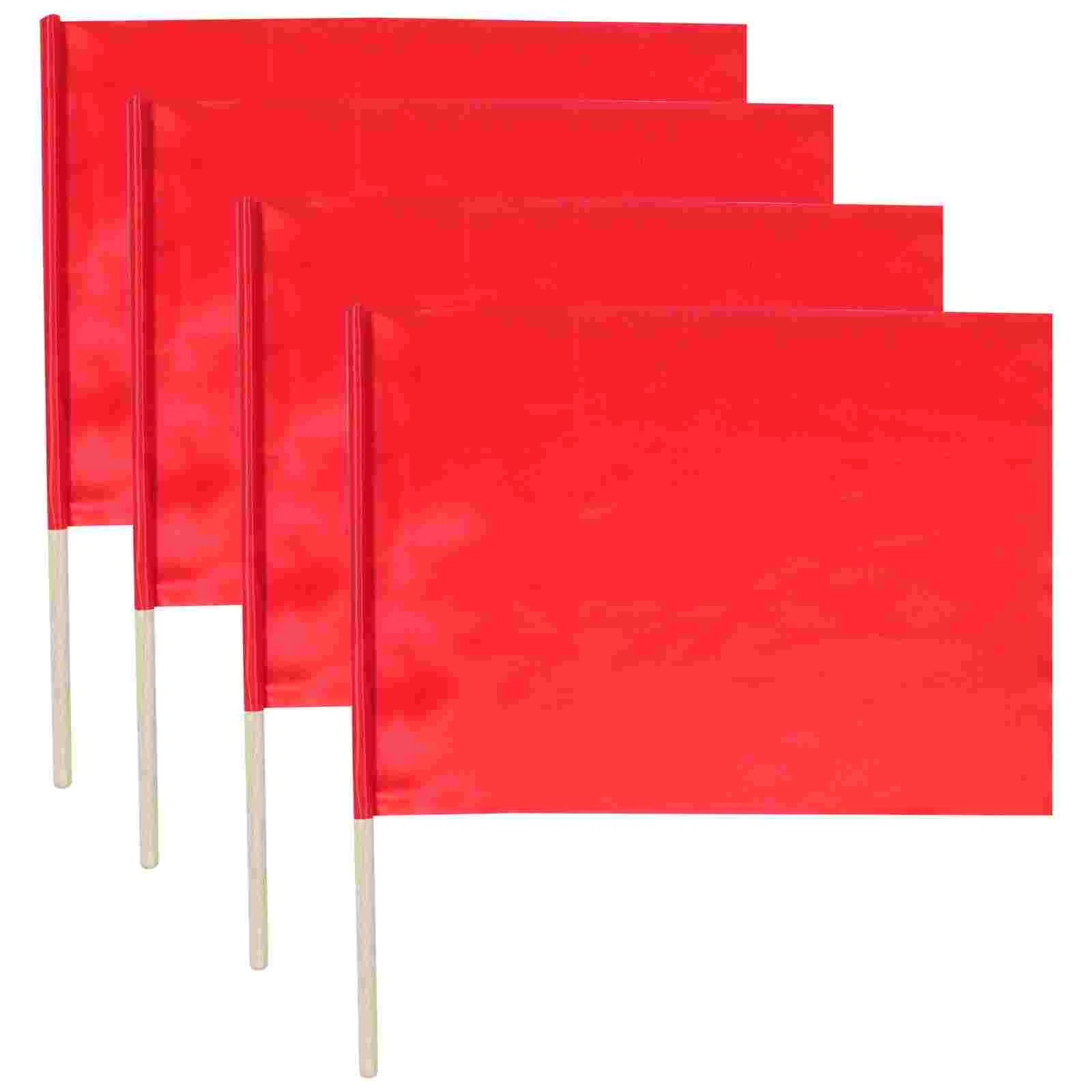 4 Pcs Referee Flag Corner Flags for Soccer Field Whistle Track Signal Poles Hand Child
