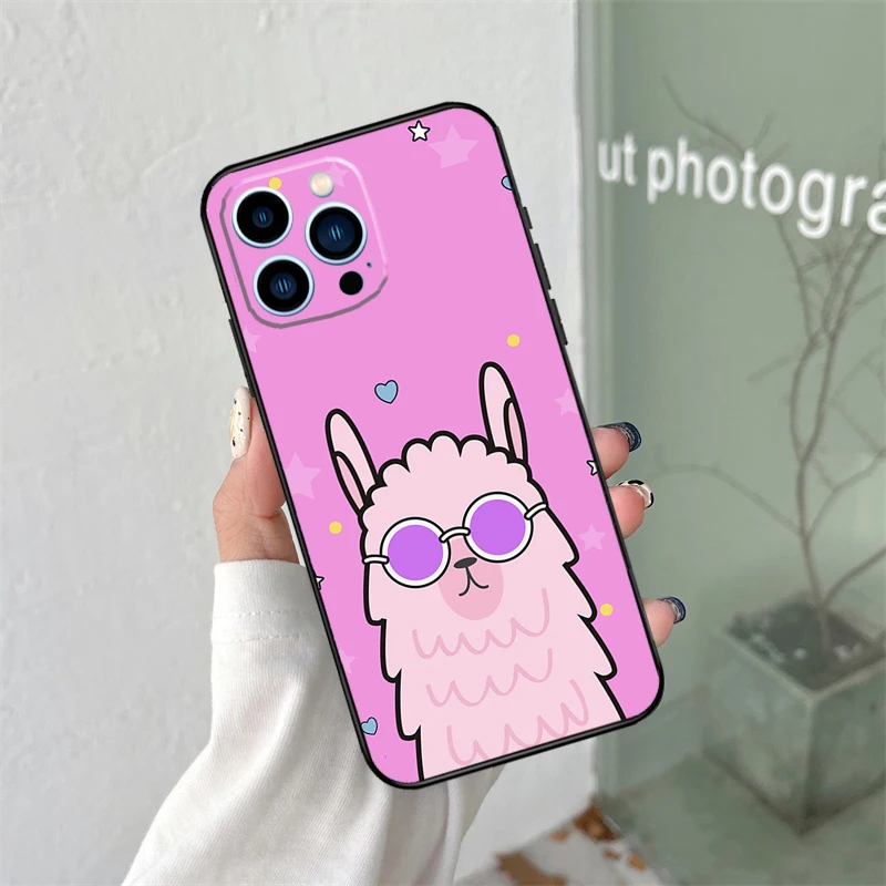 Cute Llama Case For iPhone 16 15 14 Pro Max 11 Pro Max 12 13 Mini X XR XS Max Plus Phone Cover