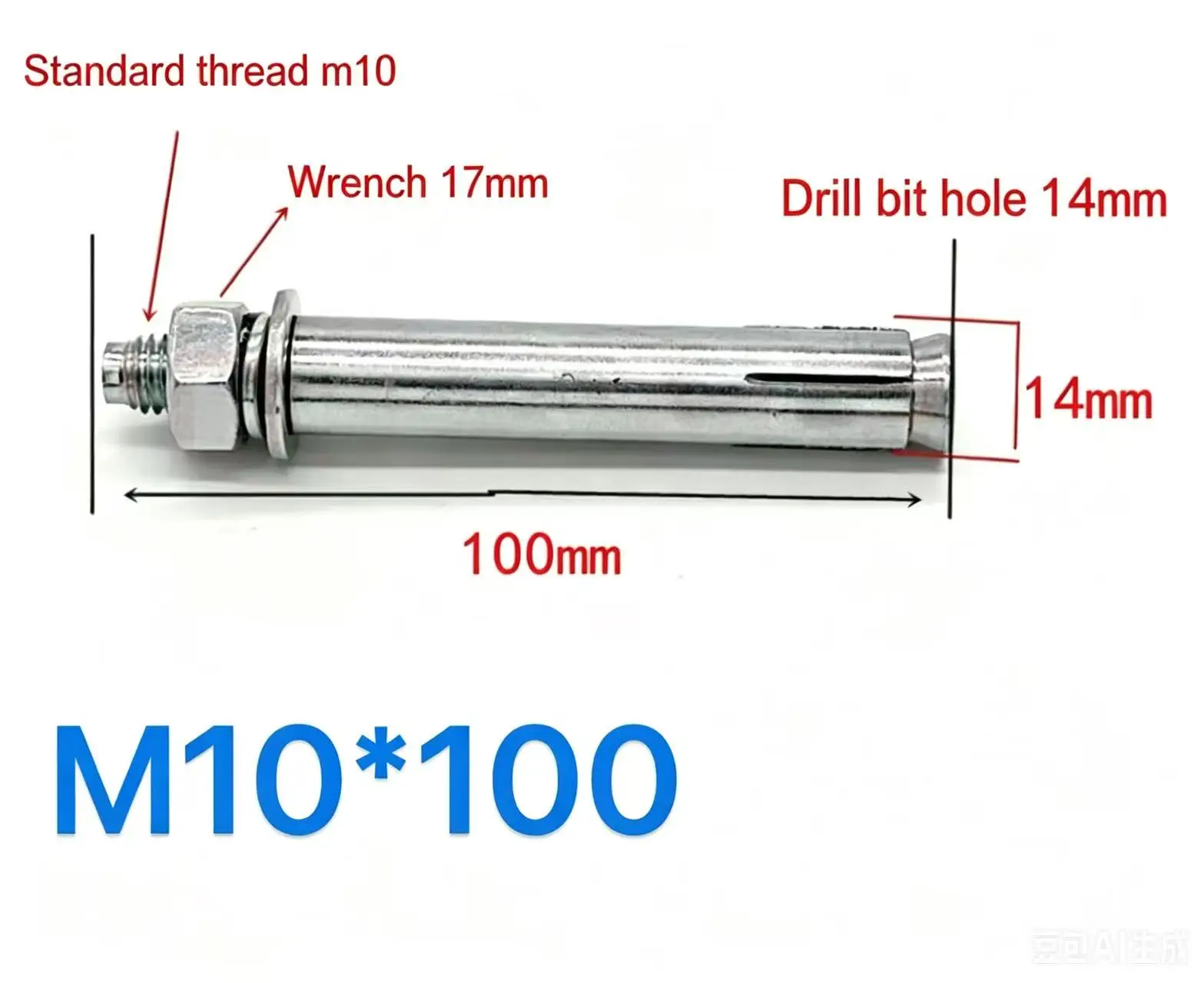 M10*100 Hex Expansion Anchor Bolt, Multiple Package Options, Retail & Wholesale, for Concrete Brick Wall Mounting Fixing