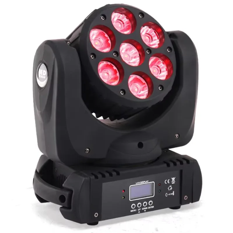 Hight Quality 7pcs 12W RGBW 4in1 Led Wash Moving Head Light Led Stage Wash Light For Stage Disco Party