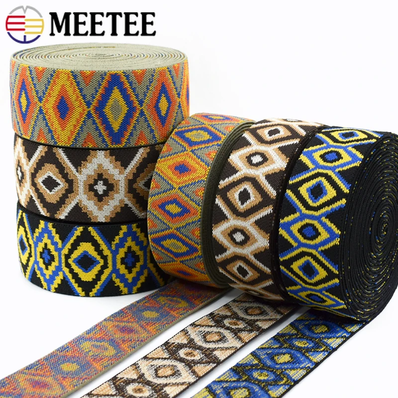 25/40/50mm 1-5Meters Jacquard Elastic Band for Sewing Ethnic Rubber Ribbon Bands Stretch Webbing Pants Clothes DIY Accessories