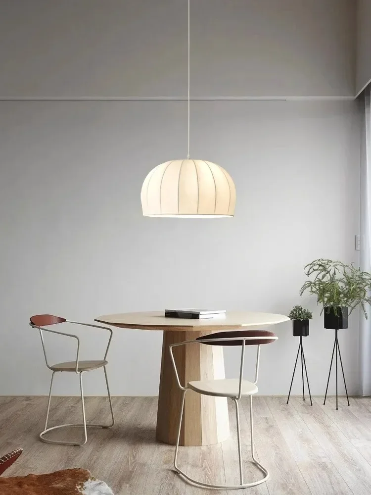 Nordic Wabi Sabi jedwabny wisiorek led światła jadalnia dekoracje domu sypialnia żyrandol Loft lampa wisząca kryty połysk oprawa