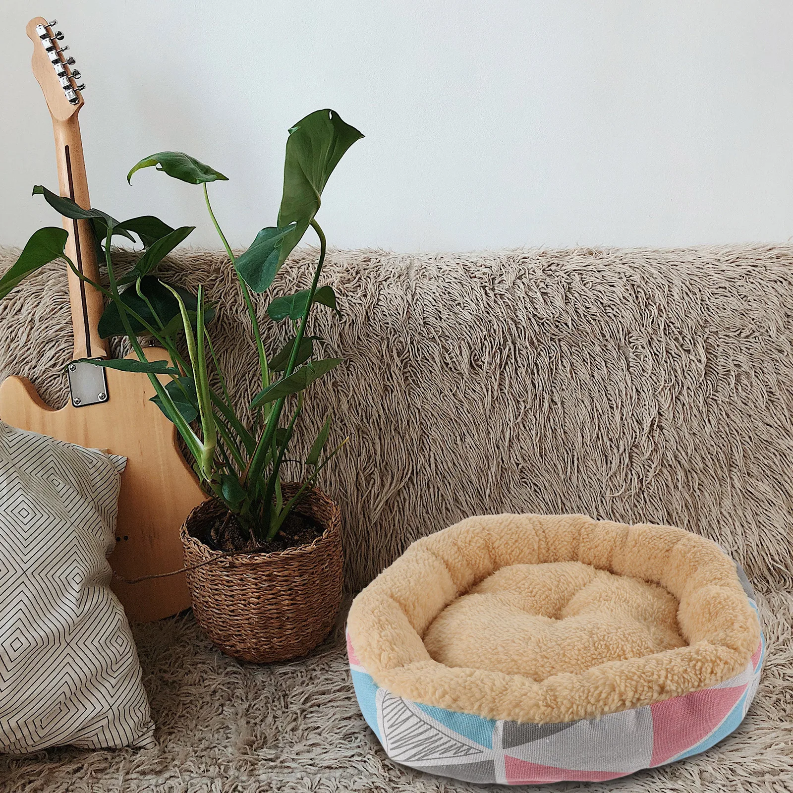 

Cat Bed Dog Small Beds Pet Sofa Round Medium and Household Cushion Cloth Cushions for Pets
