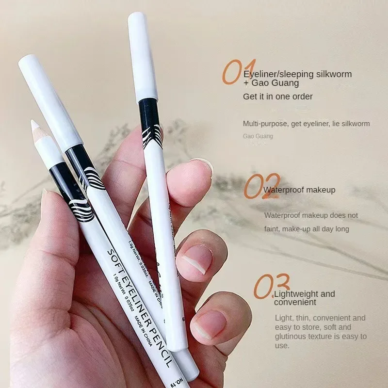 1Pc Nieuwe Witte Eyeliner Make-Up Glad Gemakkelijk Te Dragen Ogen Verhelderaar Waterdichte Mode Ogen Liner Potloden Oog Make-Up Tool