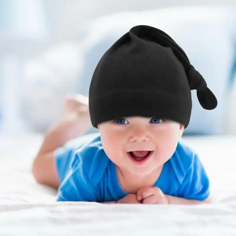 581F 2025 Gorro para bebé, gorro anudado con cola larga, gorros a prueba viento para bebés, gorro para recién nacidos, regalo