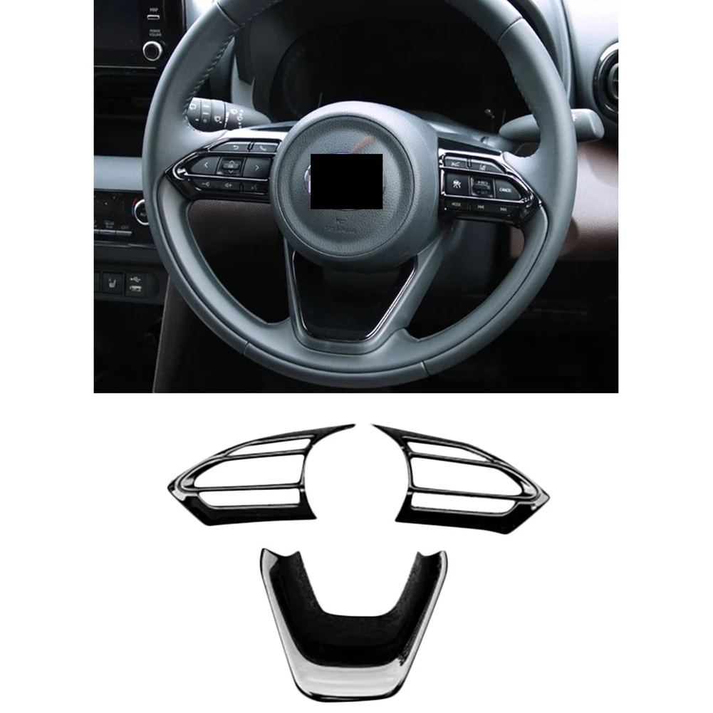 For Yaris 2020 2021 Steering Wheel Panel Button Cover Trim Decor Stickers Car Interior Accessories, 1PCS