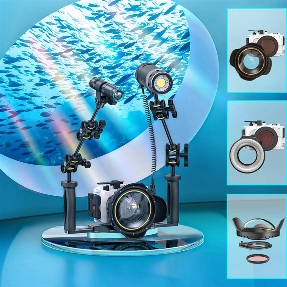 For SLR Camera 67mm Portable Waterproof Wide Angle Dome Port Lens Housing Case Underwater Diving Parts,20.8x19x8.3cm
