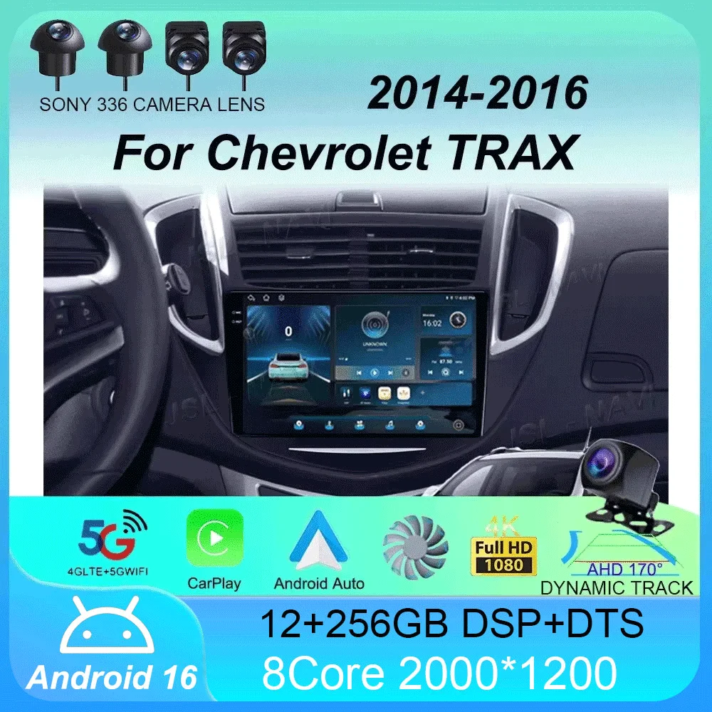 

Android 16 Car Radio For Chevrolet TRAX 2014 2015 2016 Carplay Auto GPS Navigation WIFI+4G 2Din Head Unit BT Stereo Video Player