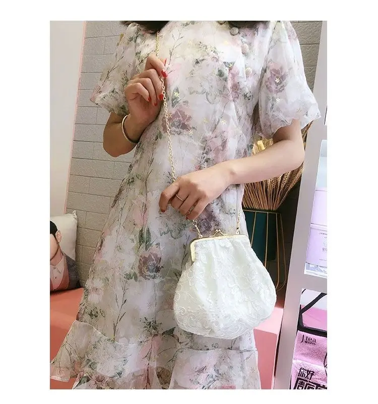 JIAERDI Lace Pearl Y2k Bags Women Fairycore Aesthetic Handle Messenger Bag Wallet Ladies Vintage Harajuku Crossbody Bags Purse