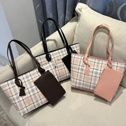 2024 borsa a tracolla con stampa a scacchi borsa da donna borsa a tracolla di grande capacità borsa per la spesa portatile nuova moda coreana da donna