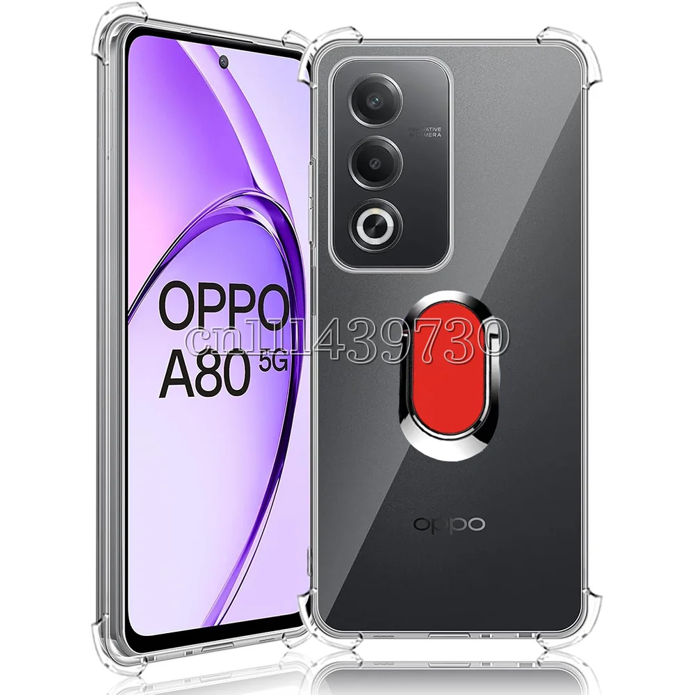 Ring Holder Reinforced Corners Soft TPU Clear Phone Shockproof Kickstand Case On For OPPO A80 5G Cover Fundas Capa