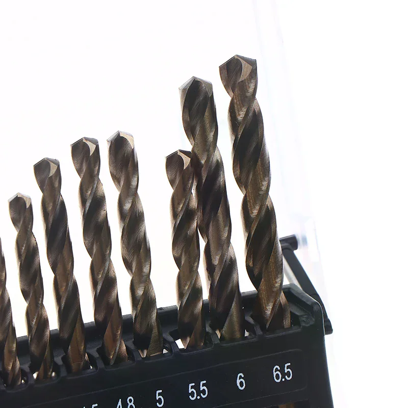 

13/19/25Pcs 1.5-6.5mm HSS M35 Cobalt High Speed Steel Twist Drill Bit Tool Set For Metal Stainless Steel Drilling