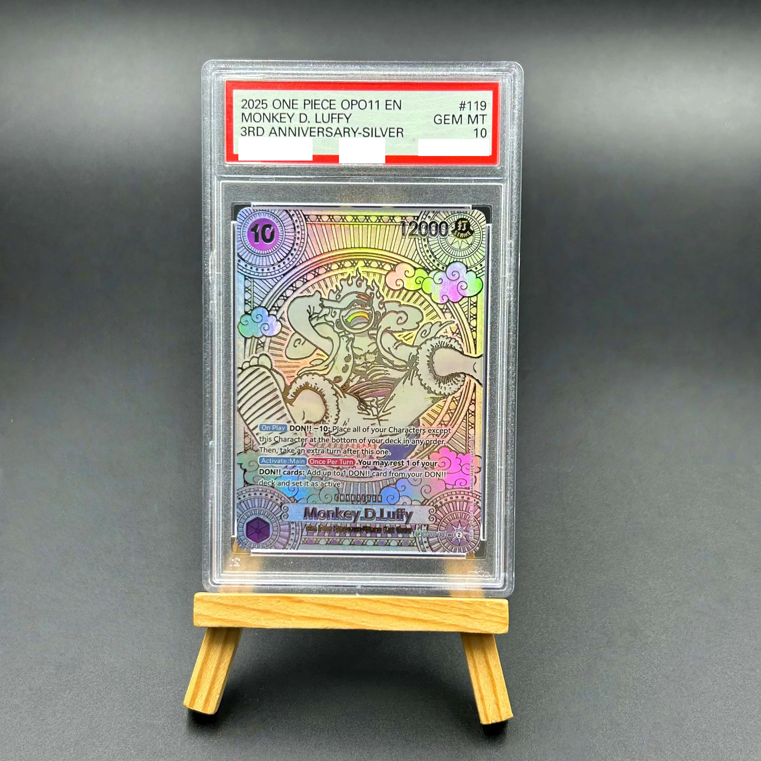 

2025 One Piece TCG English OP011 Monkey D. Luffy #119 3rd Anniversary-Silver Textured Holo GEM MT 10 Collectible Card