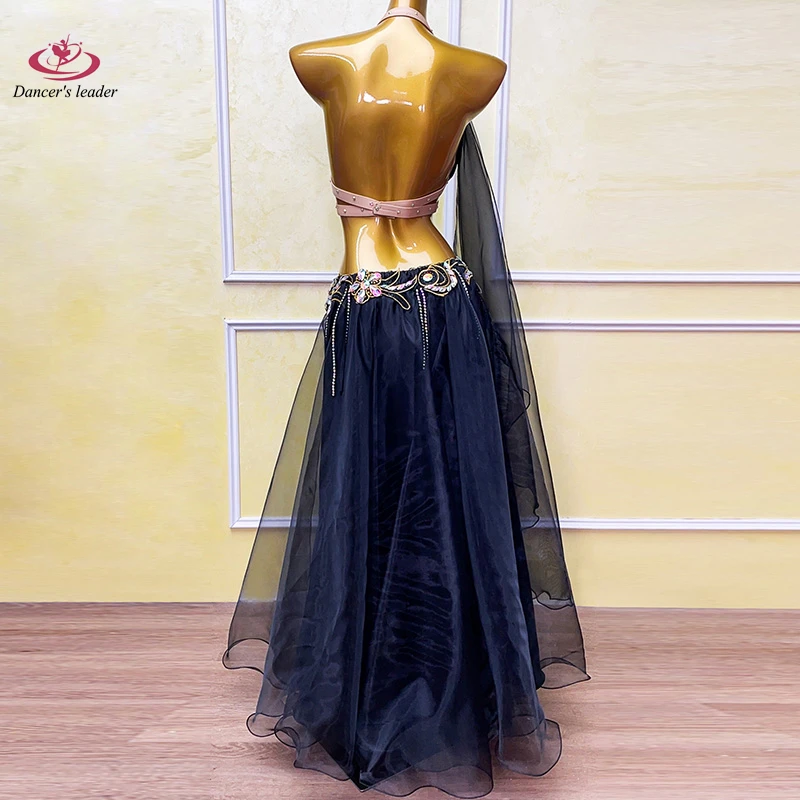 Vestido de dança do ventre para adultos e crianças, pedra ab, saia de malha com fenda de alta qualidade, tango, roupas profissionais femininas