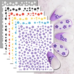 3d Nail Art Decals Purple Blue Red Yellow Black White Petals Florals Flowers Nail Stickers Decoration For Nail Tips Beauty