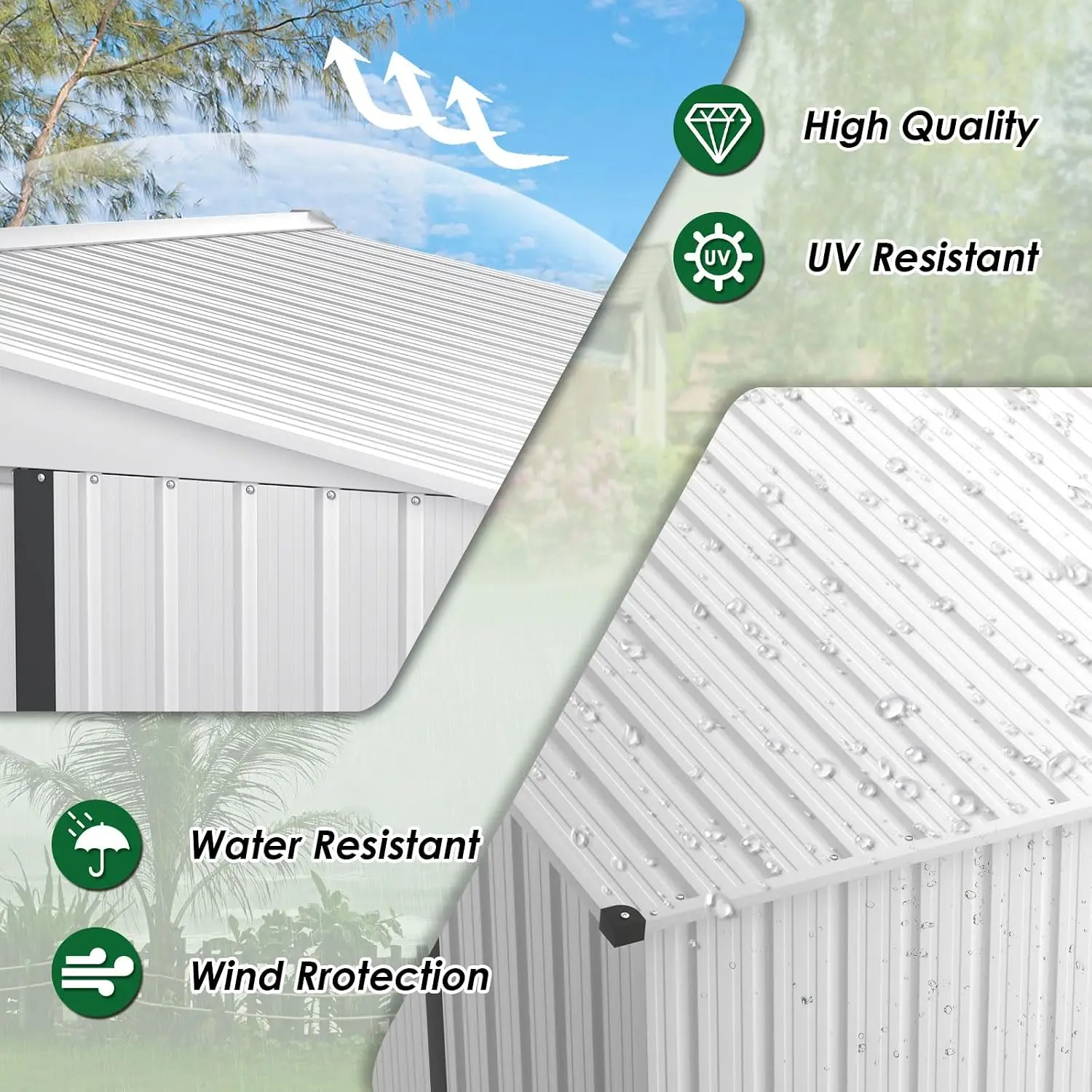 Outdoor Storage Shed 6X8 FT Sliding Door Tool Organizer Lawn Equipment Garden Backyard, Customized - view 4