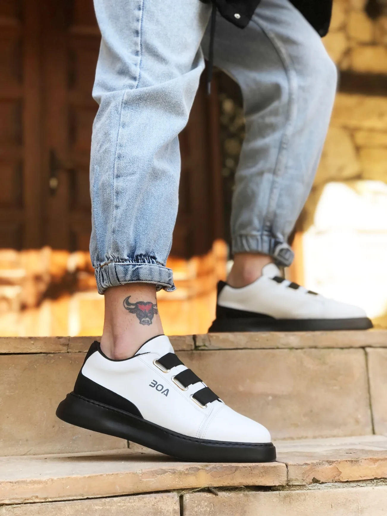 

BA0329 3-Stripes White Black Detailed Thick Sole Casual men's Shoes