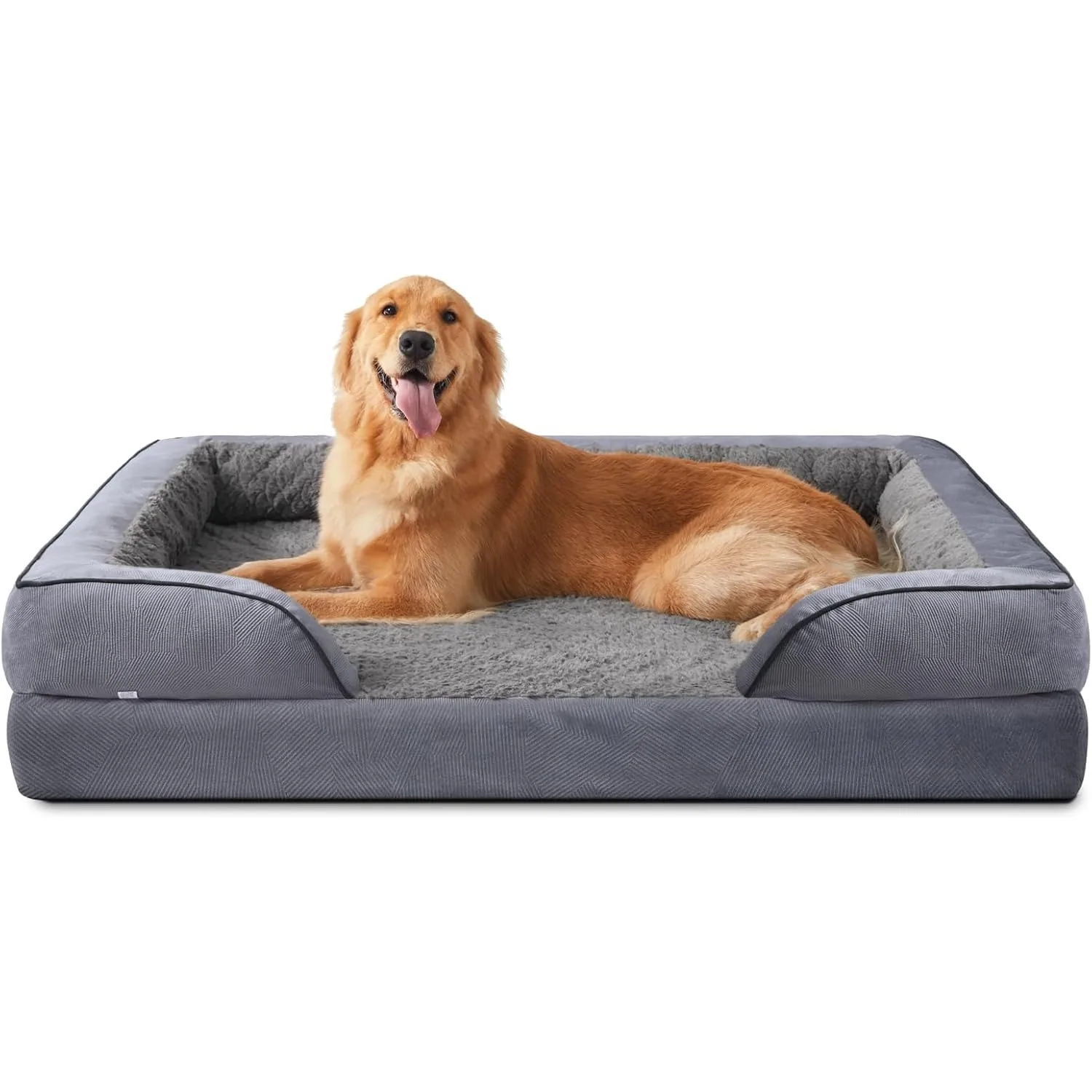 

Orthopedic dog bed large XL washable dog sofa with egg cage foam, waterproof lining and non slip bottom