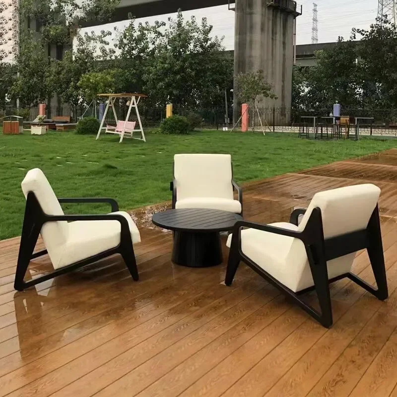 for Outdoor Aluminum Alloy Sofa Designer Solid Wood Sofa Chair Garden Hotel Clubhouse Leisure Area Garden Negotiation Chair