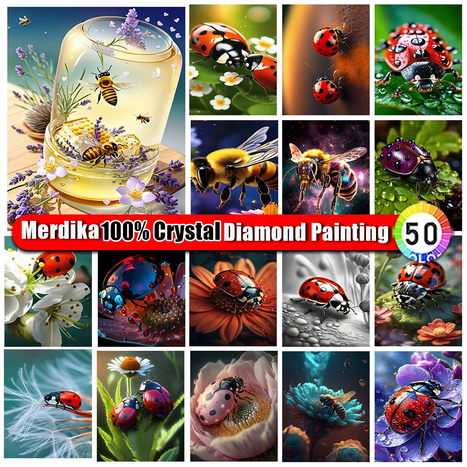 100% Crystal Diamond Painting Ladybugs Cartoon Cross Stitch Embroidery Animal Diamond Embroidery Art Gift Needlework Full Kits