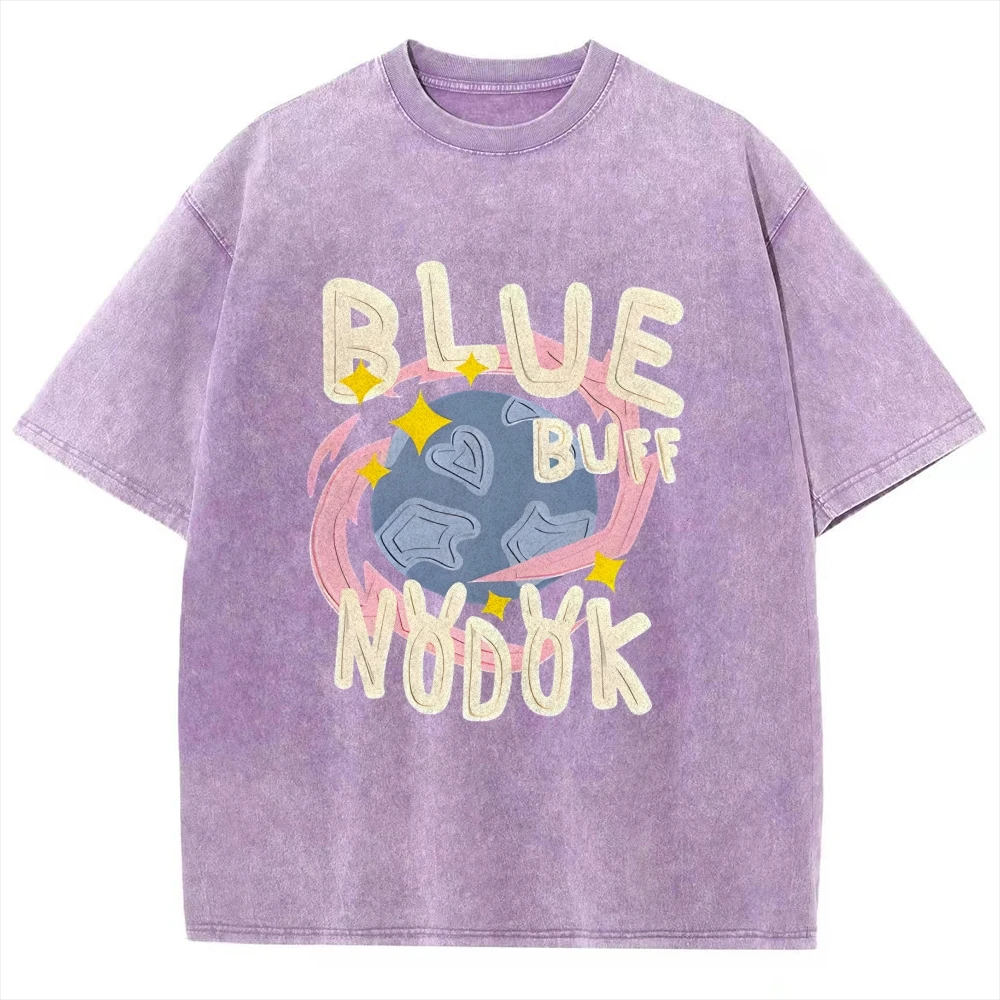 

Blue Buff Nod OK Vintage Unisex Washed T-shirt, Y2k Planet Star Stylish Shirt