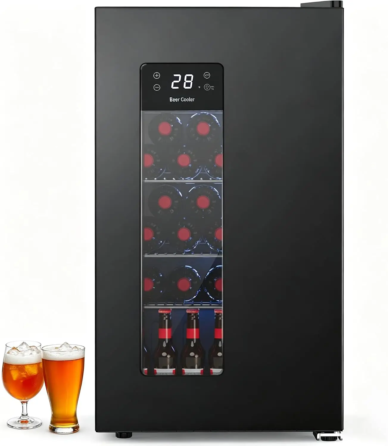 130 Can Beverage Refrigerator, 3.2 Cu Ft Beer Cooler with Adjustable Shelves, Precise 20°F-50°F Temperature Control, Uniform Cooling, Black, Ideal for Home Bar, Game Day, Mancave