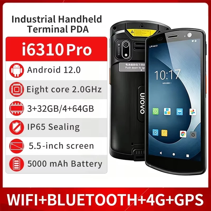 UROVO I6310 Android PDA Handheld Terminal NFC Data Collector with Bluetooth WiFi GPS 2D Barcode Scanner for ERP Express Universa