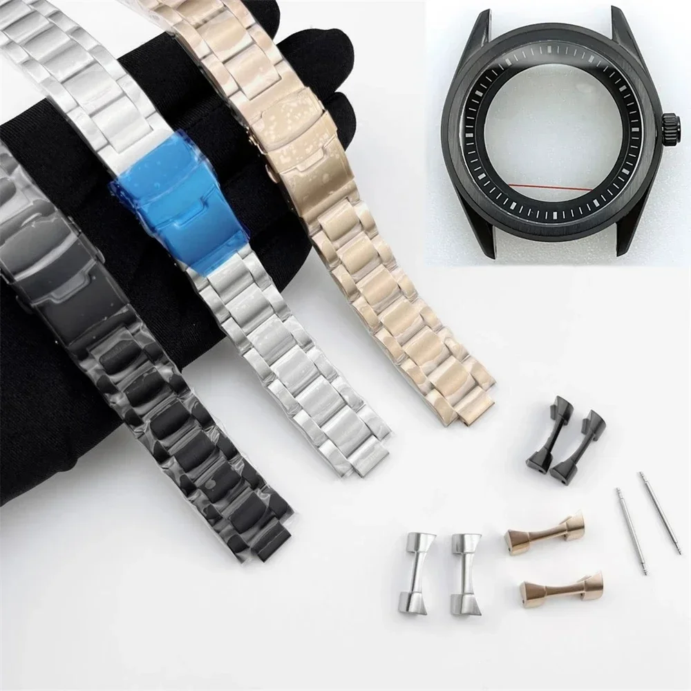 22mm Silber/Roségold/Schwarz Edelstahl Uhrenarmband Schmetterlingsschnalle Armband für SKX007 mechanische Uhr NEU DIY