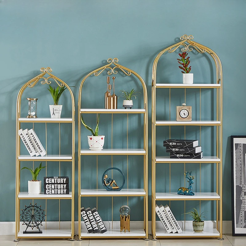 Nordic birdcage shelf partition light luxury bookshelf living room storage rack floor creative multi-layer partition shelf