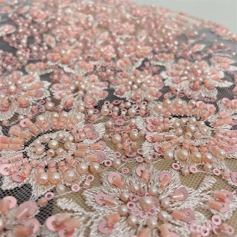 10 Farben 3D Perlen Spitzenstoff Glänzende Pailletten Hochzeitskleid Braut Hochzeitskleid DIY Dekorativer Stoff Spitze RS4876 – Detail 8