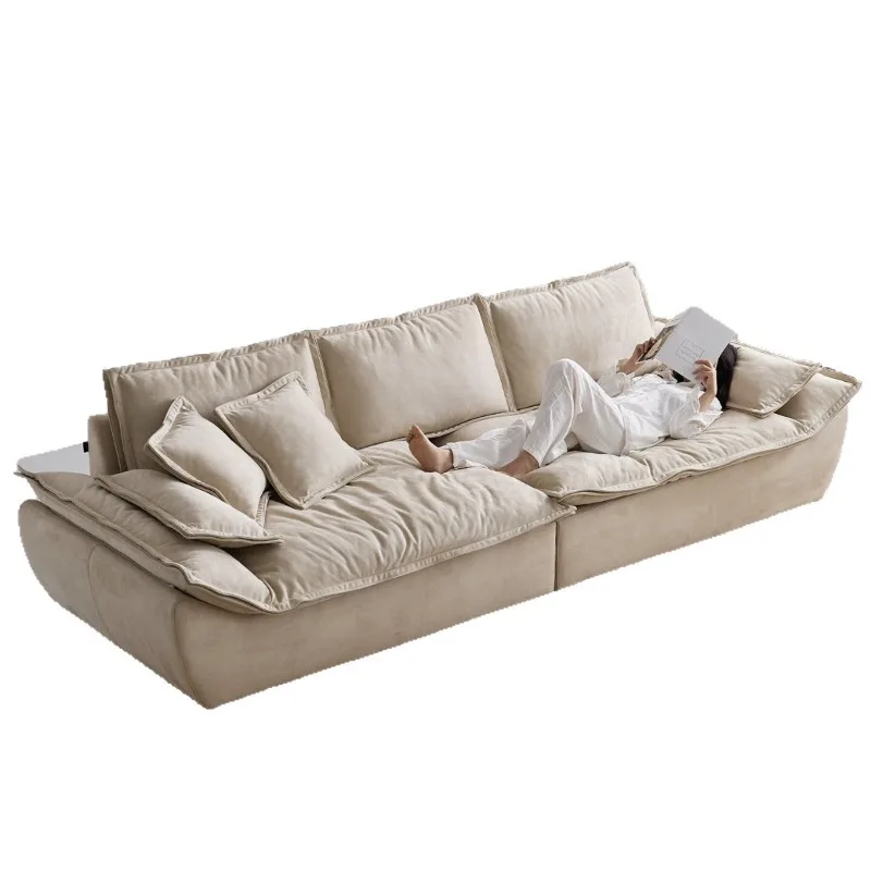 

Cream style technology cloth sofa, Italian minimalist large apartment living room lazy cloud straight row fabric sofa