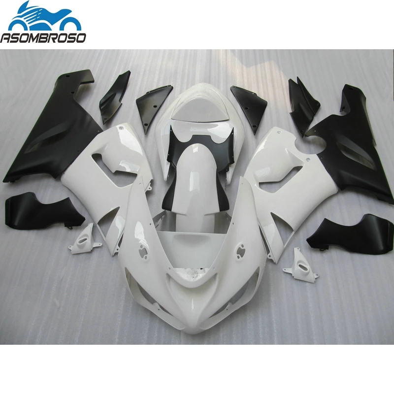 Best Selling Plastic Motorcycle Bodyparts for Kawasaki Ninja ZX6R fairing kit 2005 2006 black white fairing set zx6r 05 06 BN75