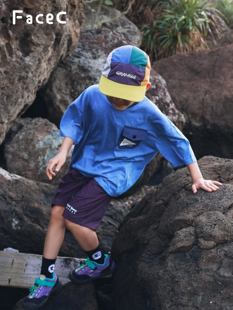 Facec 2026 Summer Quick Dry Floral Shirt Short Sleeve Outdoor Clothing for Boys Breathable round Neck T Shirt in Artificial C...