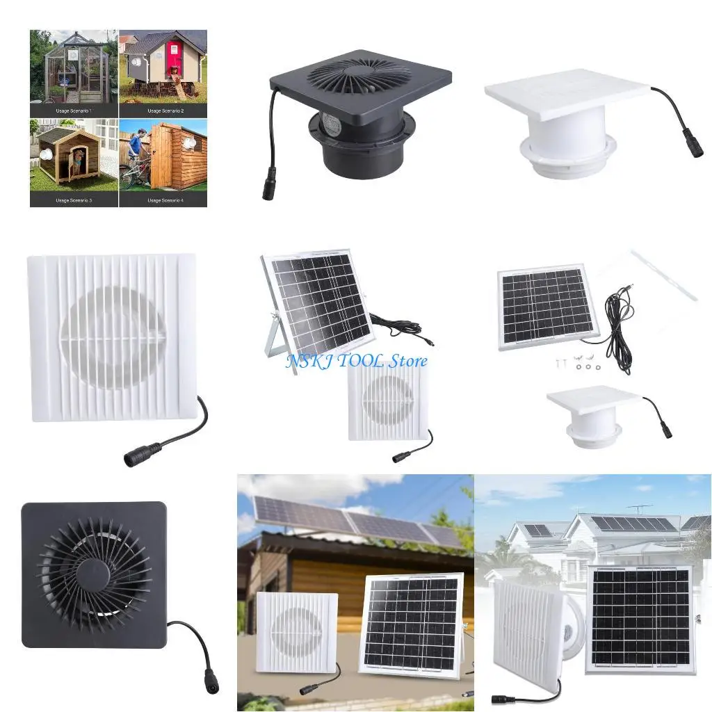 

L8RC 4-дюймовый вытяжной вентилятор на солнечной энергии с панелью 8 Вт для теплицы, курятника, ванной комнаты, кухни,