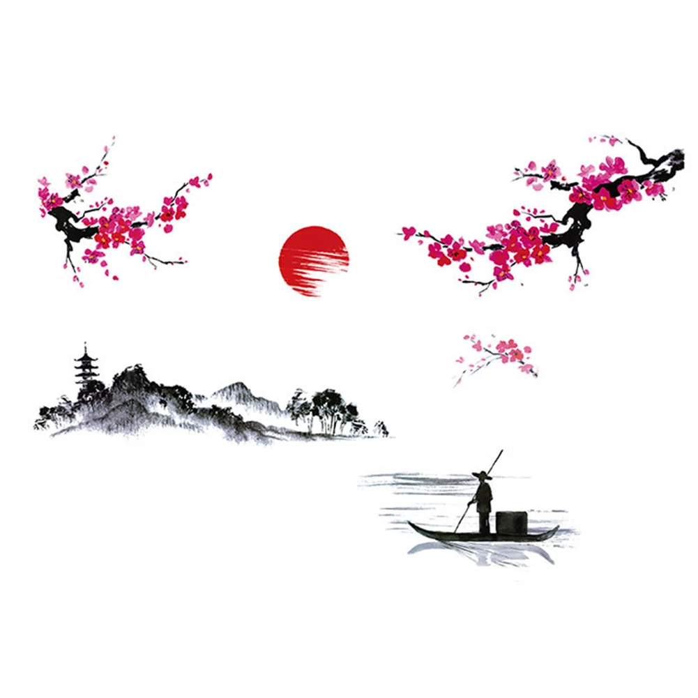 Art Decals Home Wall Stickers Smooth Wedding Decor Chinese Style Removable Romantic For Home Bedroom Decoration
