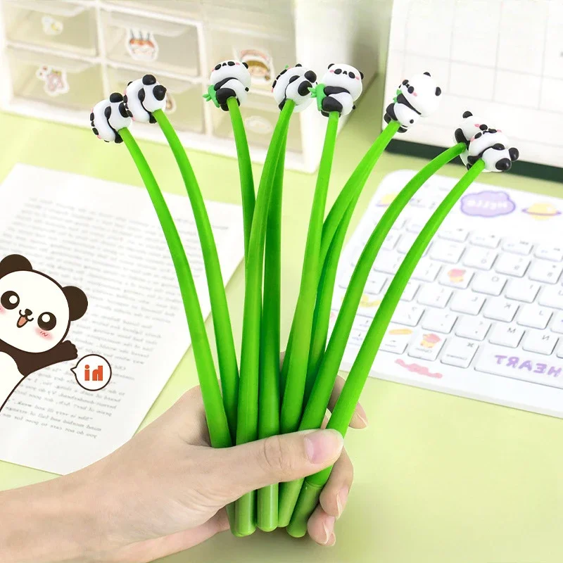 36Pcs Wholesale Cute Giant Panda Silicone gel pens  Student Creative Learning Stationery High Value Shaking Music Signature Pen