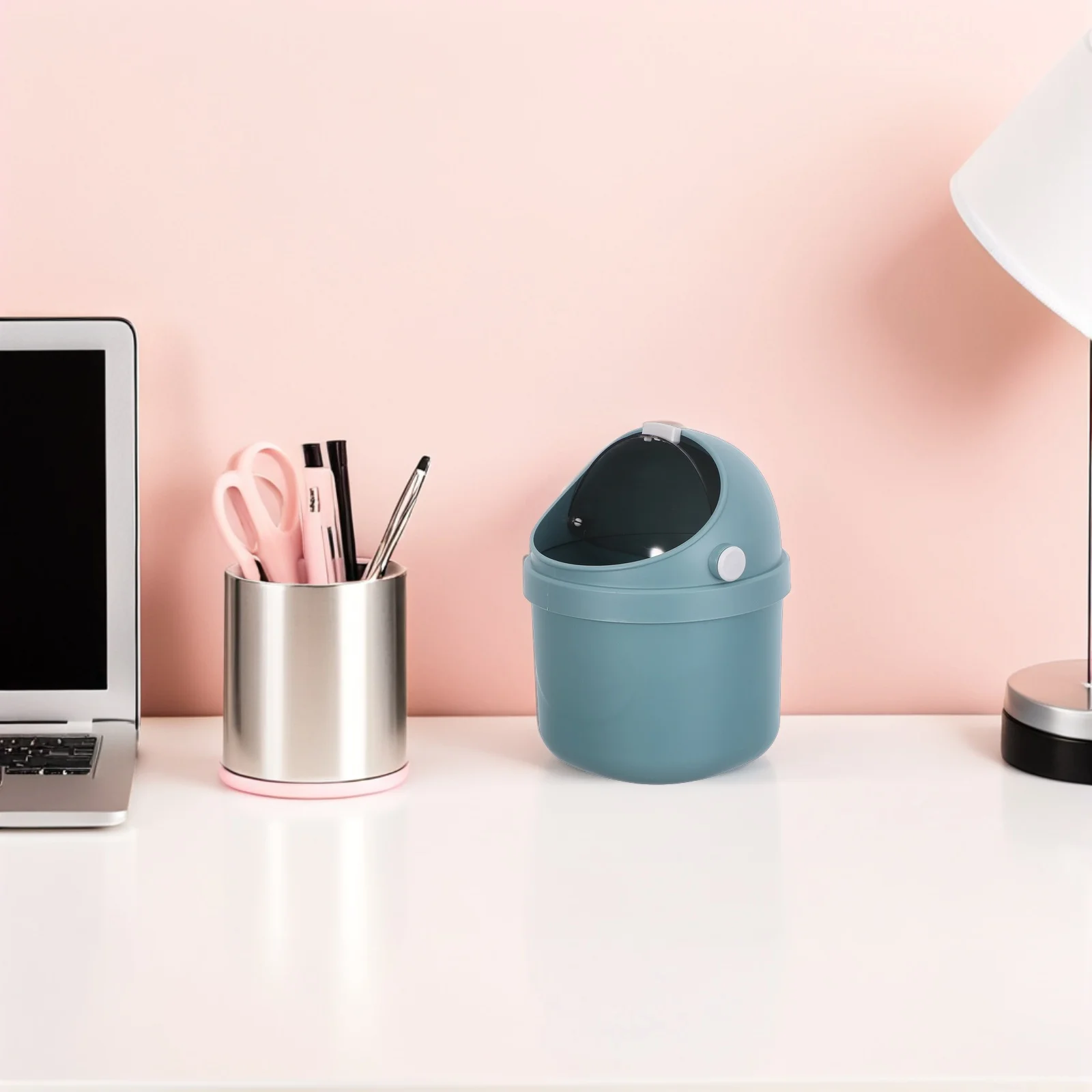 

Mini Desktop Trash Can 8.25X5.50X5.50 Inch Plastic Lid Small Waste Bin For Office Study Bedroom Table Compact Garbage