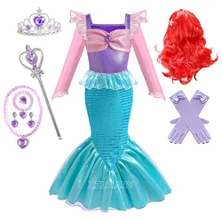 2025 Little Mermaid Dress Princess Cosplay Costume for Girl Fish Beauty Birthday Party Halloween Clothing Mermaid Dress For Girl