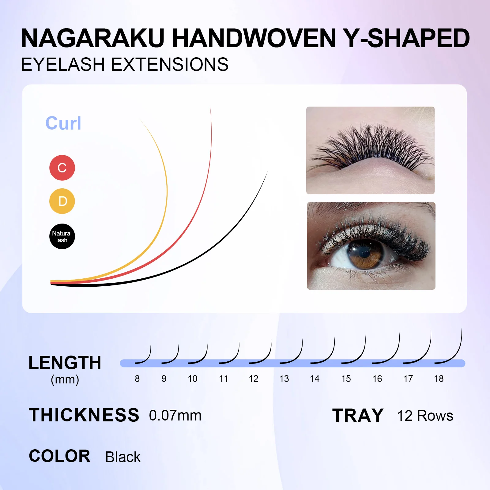 NAGARAKU YY-Form Doppel-/Dreifach-Spitz-Wimpernverlängerungen mit dreifachem Spitzenabschnitt und verflochtenen Wurzeln – Detail 16