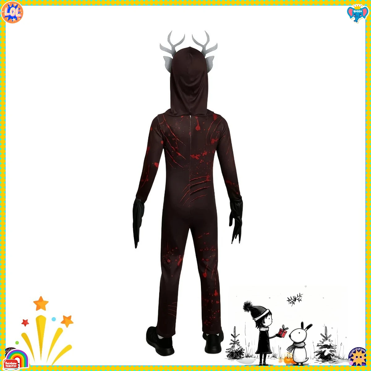 حار الأطفال الكبار تأثيري 99 ليال الغابات الغزلان الزي ثلاثية الأبعاد طباعة تأثيري حلي هالوين كرنفال لعبة الرعب فستان البدلة #6