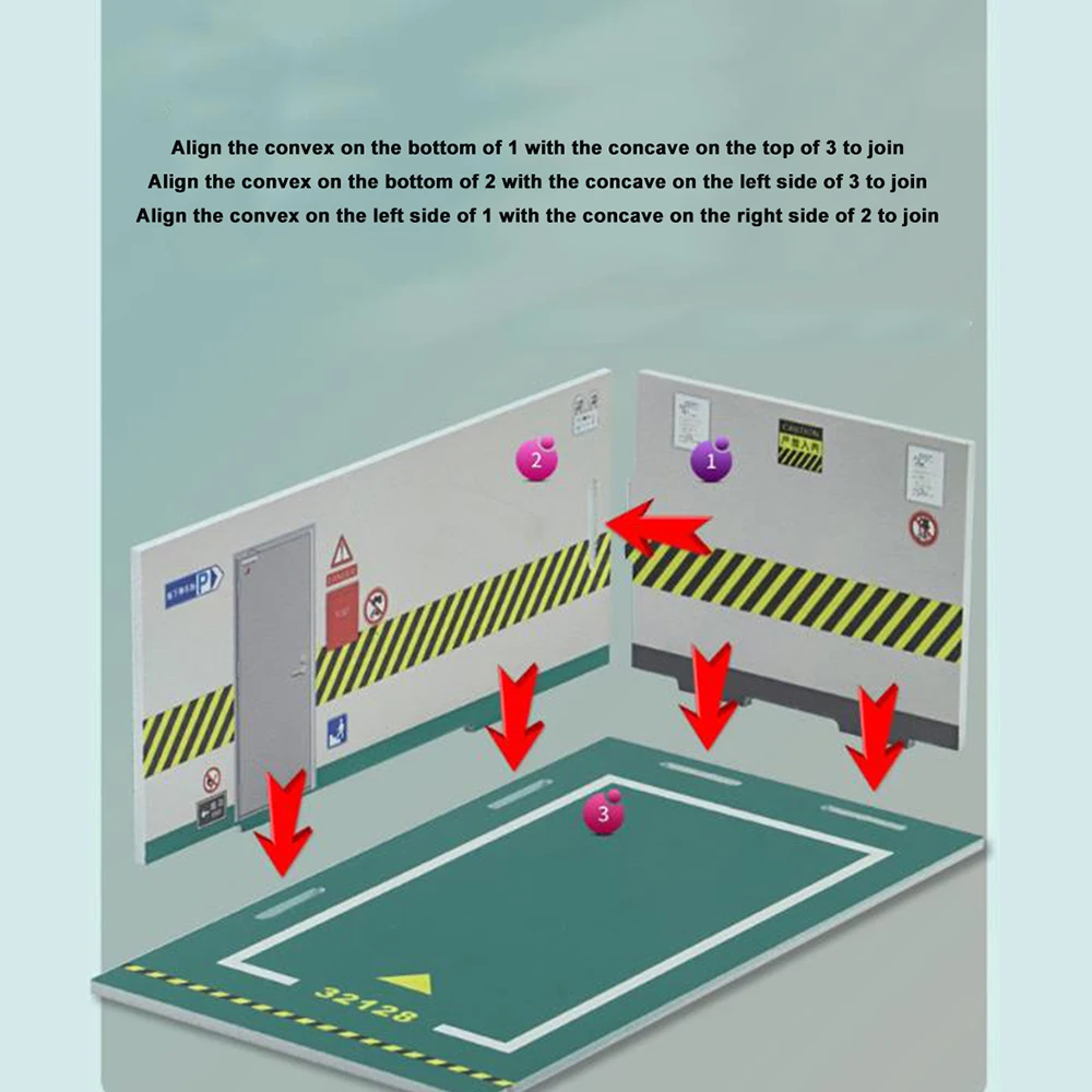 1:32 نموذج سيارة موقف للسيارات المشهد خلفية جراج السيارة لجمع المرآب