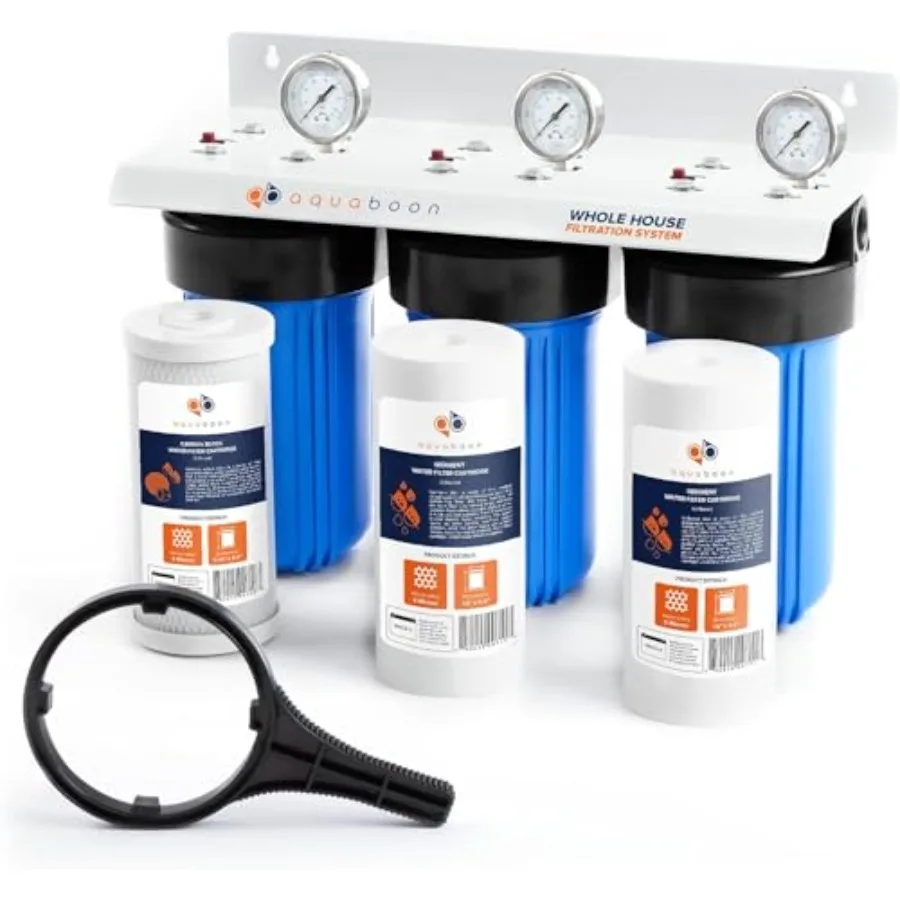 

Трехступенчатая система фильтрации воды для всего дома с фильтром 5 микрон 10x4.5 для очистки воды в доме, удаляющая осадок и хлор