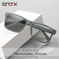 SZTZX Men  Fashion Sports Reading Glasses Anti  Blue Light Outdoor Photochromic Myopia Prescription Optical Glasses Large Frame