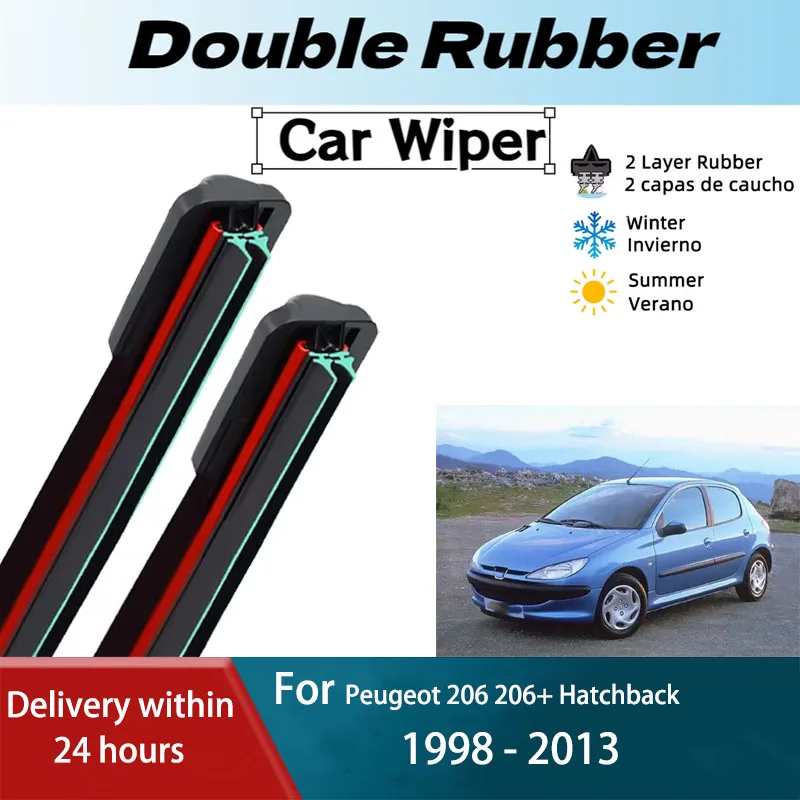 LH Front Rear Windshield Wiper Blades For Peugeot 206 206+ Hatchback 1998 - 2013 Windscreen Accessories 2002 2003 2004 2005